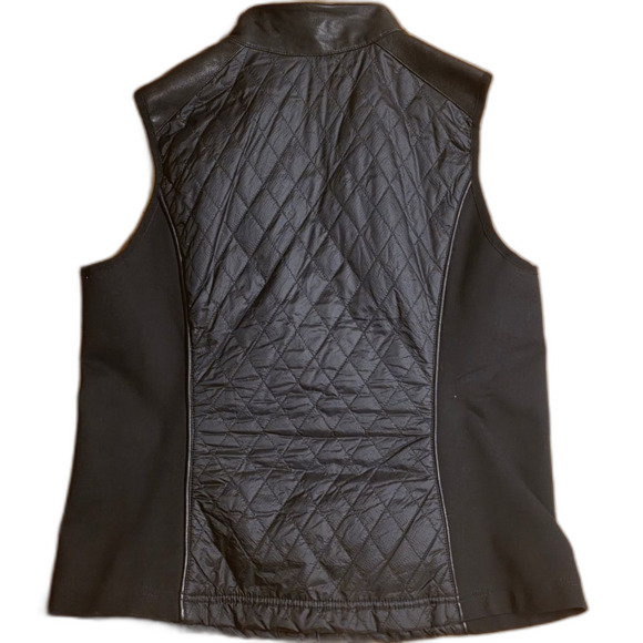 Harley-Davidson Women's XL Quilted Black Faux Leather Vest Bikercore Ripstop - Picture 2 of 10